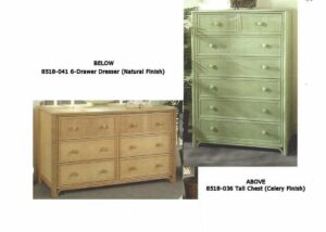 Aruba 6 drawer rattan dresser