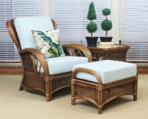 Lagunna Rattan Wing Chair and Ottoman
