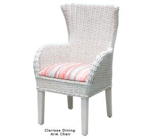 Clarissa Wicker Dining Arm Chair White