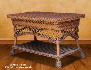 Hampton South Wicker Coffee Table - brown wash