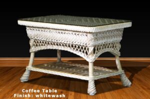 Hampton South Wicker Coffee Table - white wash