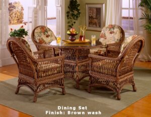Hampton South Wicker Dining Set - brown wash