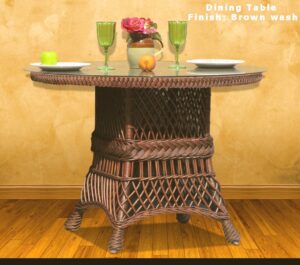 Hampton South Wicker Dining Table - brown wash