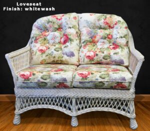 Hampton South Wicker Loveseat - white wash