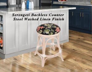 Serengeti Rattan Backless Barstool Washed Linen Finish.