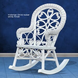 Victorian Wicker Child Rocker White