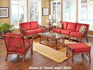 Wave Crest Rattan Set - brown wash