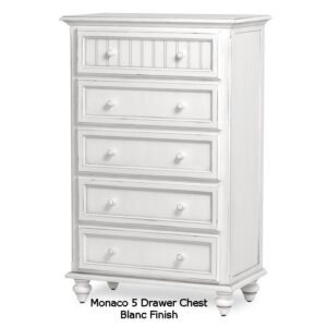 Monaco 5 drawer chest - Blanc finish
