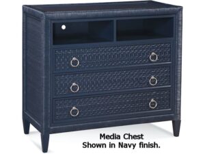 Naples Wicker Media Chest - navy finish