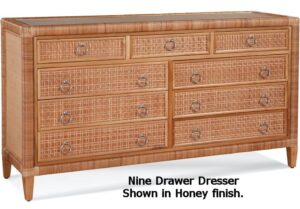 Naples Wicker 9 Drawer Dresser and Mirror