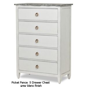 Picket Fence 5 Drawer Chest Grey/White Finish