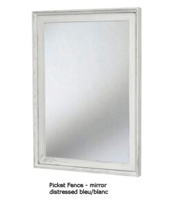 Picket Fence Mirror Distressed Blue/White Finish